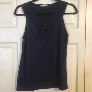 BANANA REPUBLIC Small Navy Blue Sleeveless Blouse Layered Cotton Modal Tunic